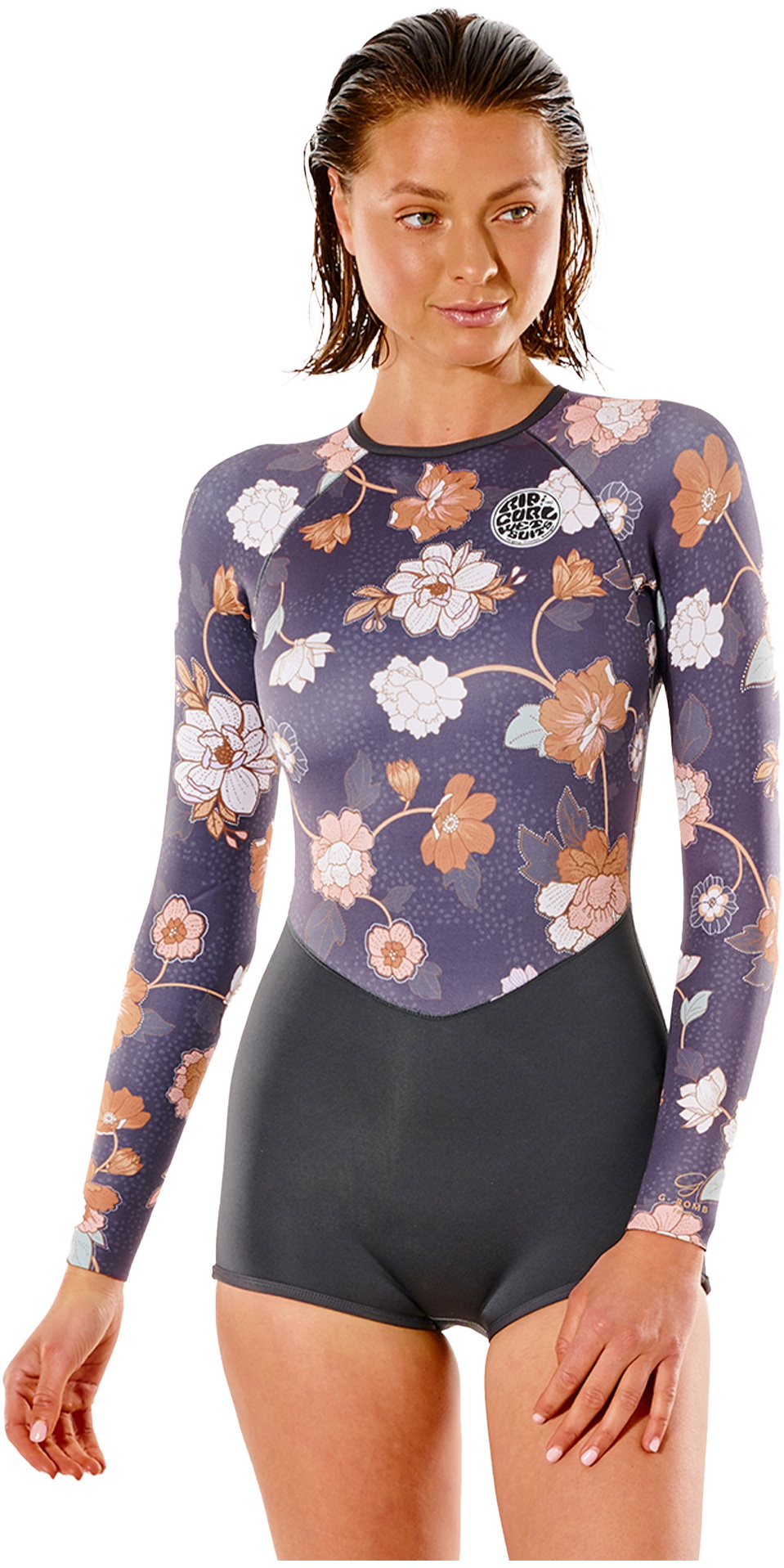 Rip Curl Womens G-Bomb 1mm Boyleg Long Sleeve Back Zip Shorty
